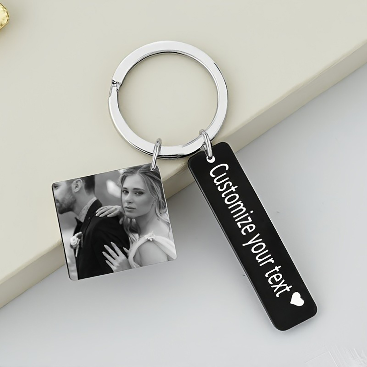 Initial Ring Custom - Porte-clés personnalisé en acier inoxydable avec