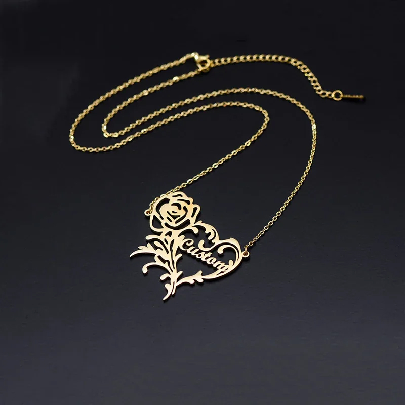 Collier à breloques coeur rose - Birth Flower Necklace avis et prix