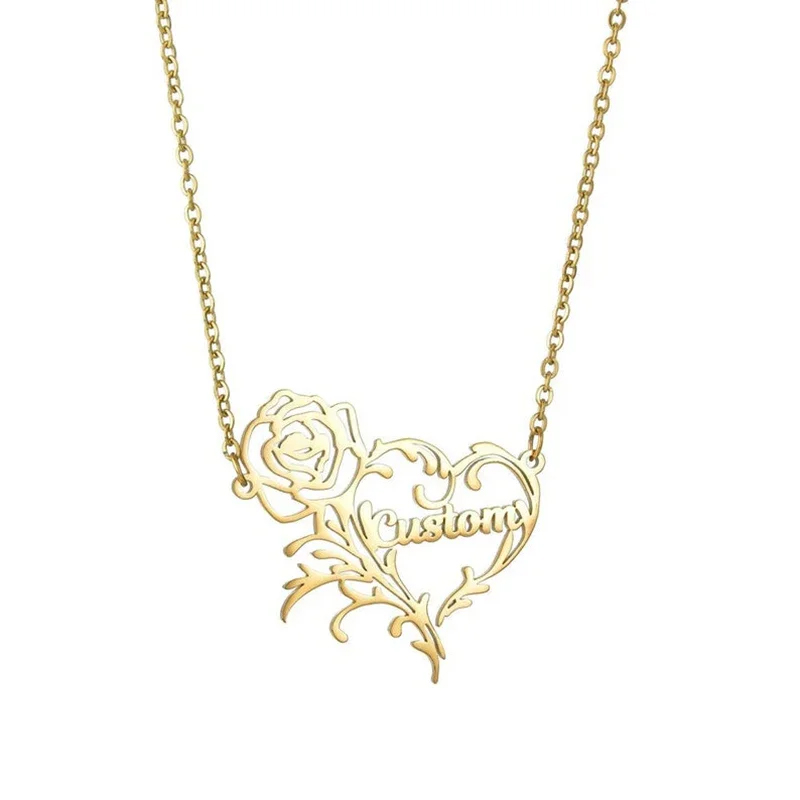 Collier à breloques coeur rose - Birth Flower Necklace avis et prix